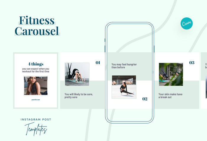 Ladystrategist Brielle Fitness 6-Page Carousel Canva Template instagram canva templates social media templates etsy free canva templates