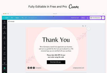 Ladystrategist Brigitte Printable Thank You Card Packaging Insert Note Canva Template instagram canva templates social media templates etsy free canva templates