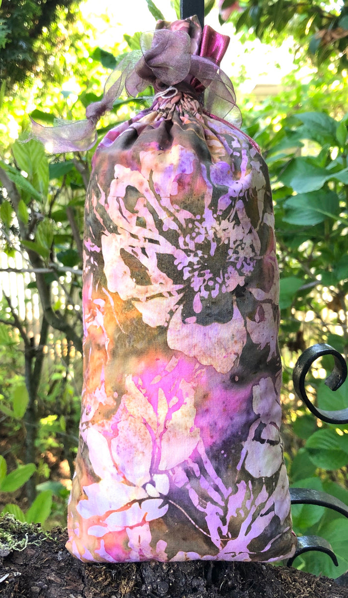 This Brown and Pink Batik Cotton Lavender Pillow is useful in diminishing stress, easily fits on your bed or couch (or car) and makes a unique gift. The contents of each pillow is lavender, and only lavender, thus there are no other fillers. Lavender has plenty of its own natural oils, so give it a gentle squeeze to slightly bruise the buds to draw out more fragrance. This pillow should not be heated or put into a microwave oven.