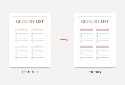 Ladystrategist Brown Sugar Grocery List Printable and Editable Canva Template instagram canva templates social media templates etsy free canva templates