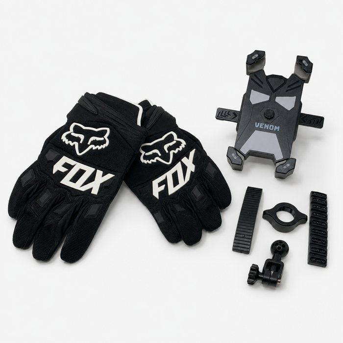 Bundle: Venom Phone Holder AND Fox Racing Gloves