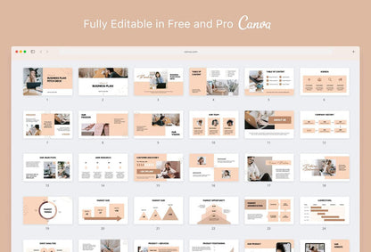 Ladystrategist Business Plan Presentation Peach Collection Fully Editable Canva Template instagram canva templates social media templates etsy free canva templates