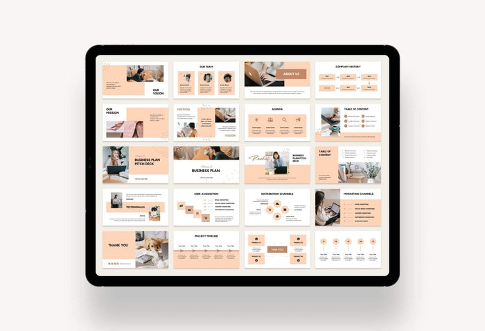 Ladystrategist Business Plan Presentation Peach Collection Fully Editable Canva Template instagram canva templates social media templates etsy free canva templates