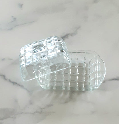 Butter Dish W/Grid Pattern Glass Clear