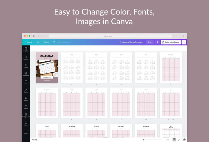 Ladystrategist Calendar Canva Planner Template instagram canva templates social media templates etsy free canva templates