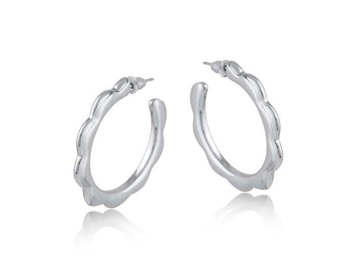 Camille Squiggle Large Hoop Earrings - Silver