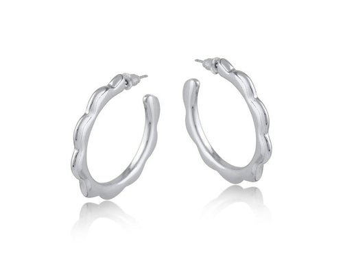 Camille Squiggle Large Hoop Earrings - Silver