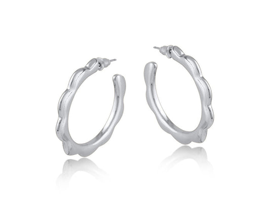 Camille Squiggle Large Hoop Earrings - Silver