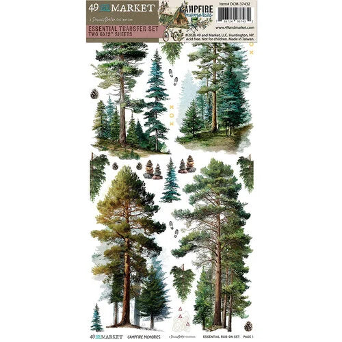 Campfire Memories Collection - 6 x12 Essential Rub-On Transfer Set by 49 and Market