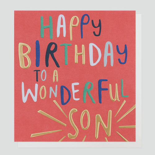 Caroline Gardner Happy Birthday To A Wonderful Son Greetings Card