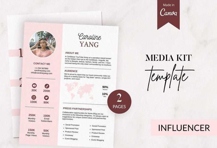 Ladystrategist Caroline Yang Media Kit Canva Template for Influencers instagram canva templates social media templates etsy free canva templates