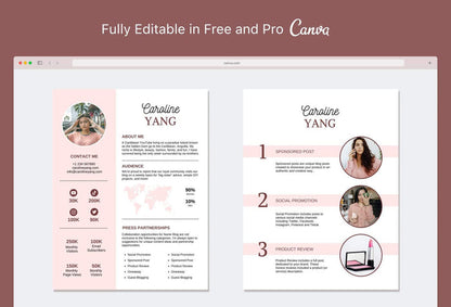 Ladystrategist Caroline Yang Media Kit Canva Template for Influencers instagram canva templates social media templates etsy free canva templates