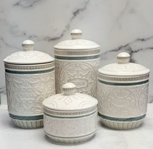 Casual Provincial Canister Set Ceramic S/4