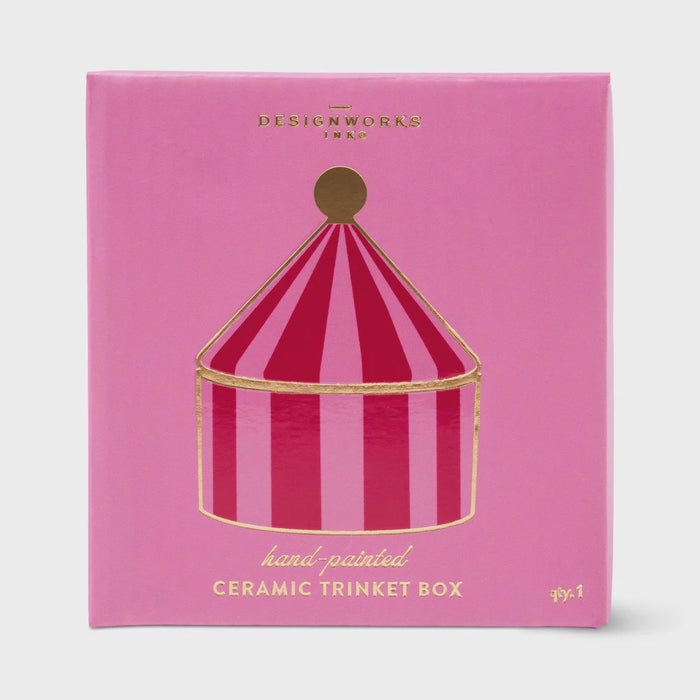 Ceramic Trinket Box - Pink & Red Stripe