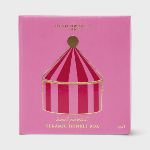 Ceramic Trinket Box - Pink & Red Stripe