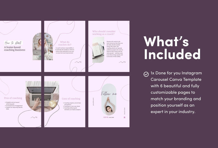 Ladystrategist Charlotte Coaching 6-Page Carousel Canva Template instagram canva templates social media templates etsy free canva templates