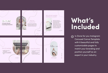 Ladystrategist Charlotte Coaching 6-Page Carousel Canva Template instagram canva templates social media templates etsy free canva templates