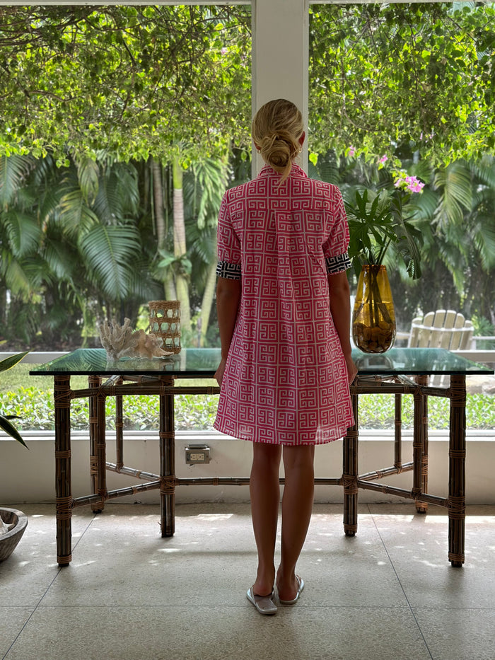 Charlotte Dress Greek Key Pink
