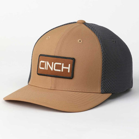 Cinch Men's Flexfit Logo Trucker Cap in Brown & Grey