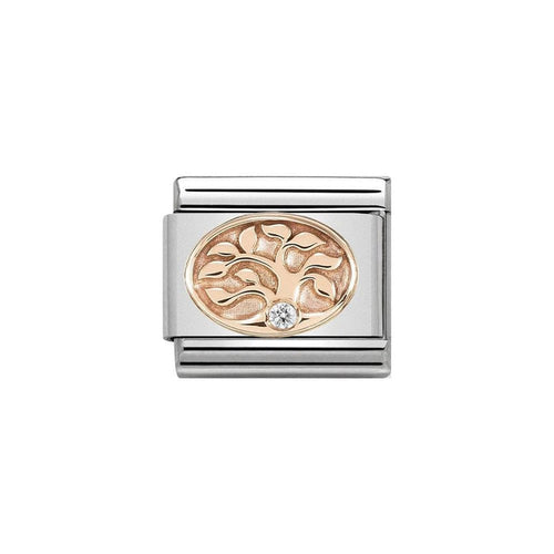Classic Rose Gold & White Cubic Zirconia Tree of Life Charm
