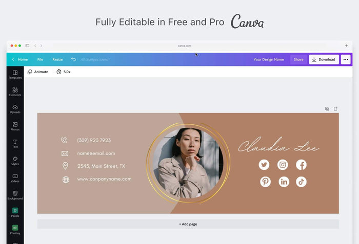 Ladystrategist Claudia Email Signature Template Editable Canva Template Rose Gold instagram canva templates social media templates etsy free canva templates