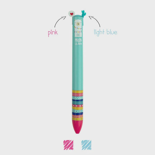Click&Clack Two Colour Pen Pink & Blue - Llama