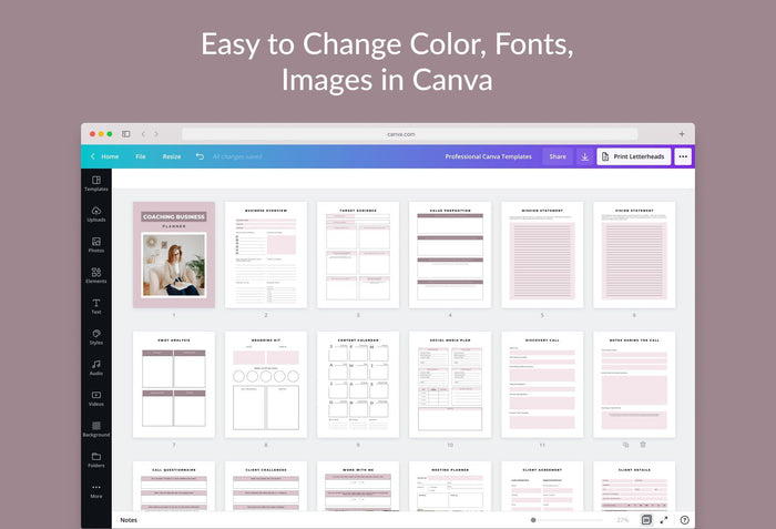 Ladystrategist Coaching Business Planner Canva Template instagram canva templates social media templates etsy free canva templates