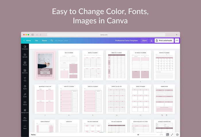 Ladystrategist College Professor Planner Canva Template instagram canva templates social media templates etsy free canva templates
