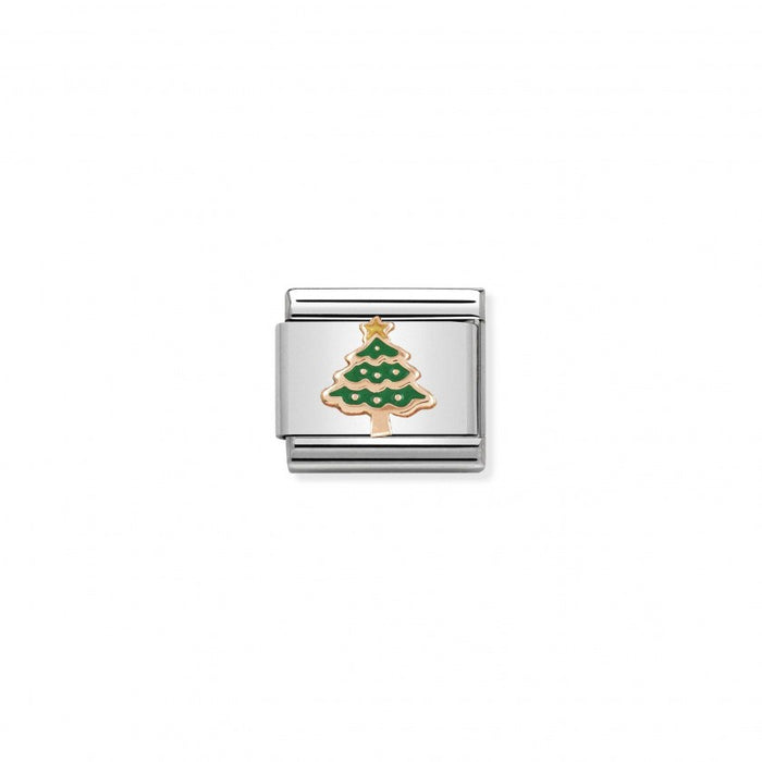Composable Classic Link 9k Rose Gold Enamel Christmas Tree