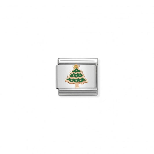 Composable Classic Link 9k Rose Gold Enamel Christmas Tree