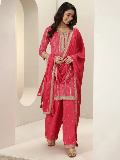 Coral Pink Bandhani Kurta Set