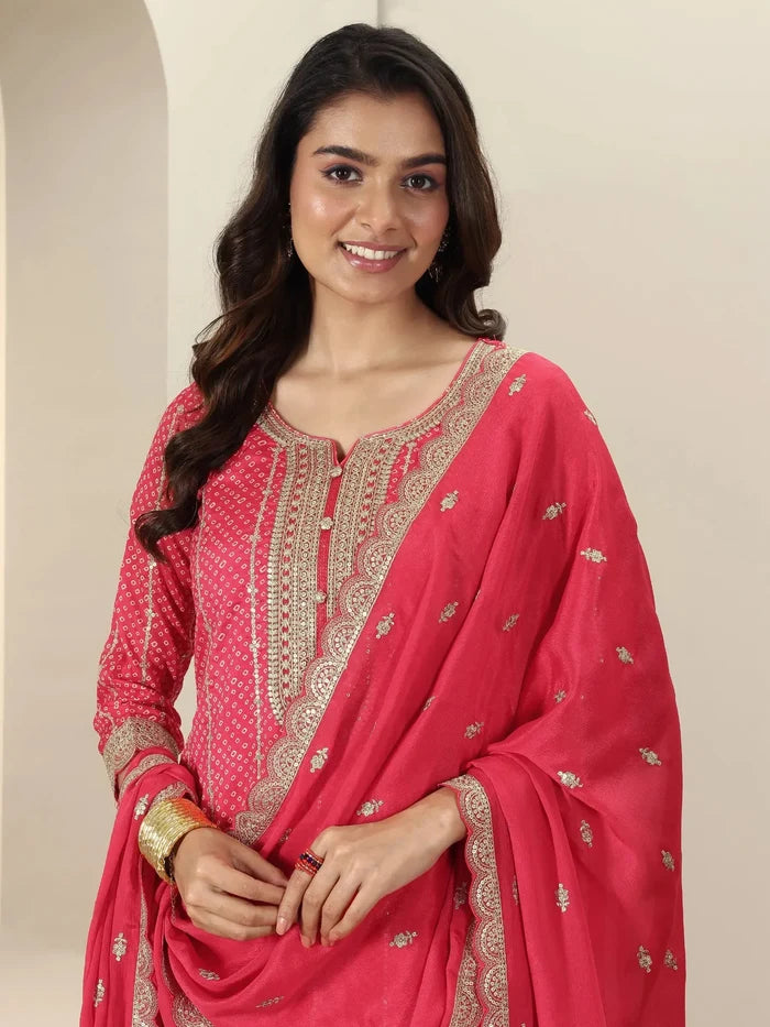 Coral Pink Bandhani Kurta Set