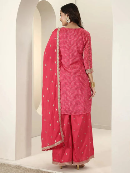 Coral Pink Bandhani Kurta Set