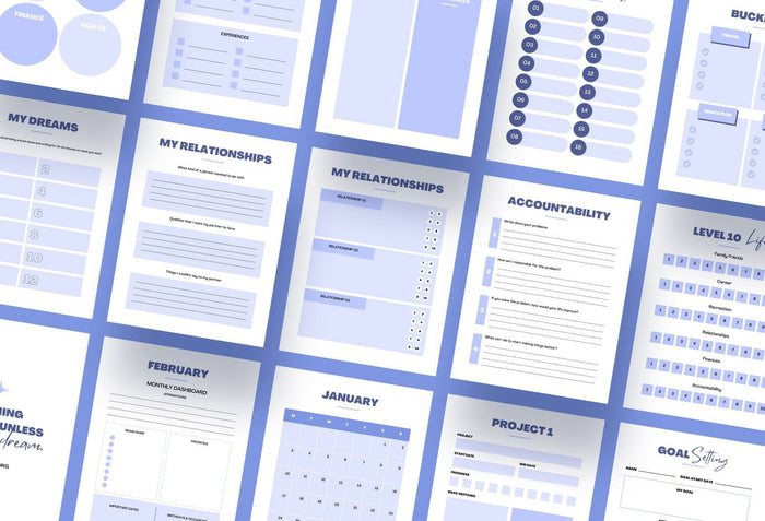 Ladystrategist Cornflower Blue Manifestation Dream Life Book Canva Template Printable and Editable instagram canva templates social media templates etsy free canva templates