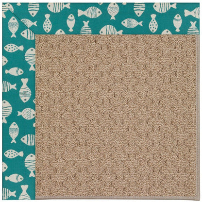 Creative Concepts-Grassy Mtn. Go Fish Turquoise Machine Tufted Rug Runner image