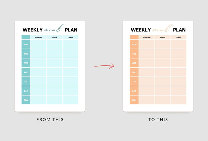 Ladystrategist Crystal Weekly Meal Planner Printable and Editable Canva Template instagram canva templates social media templates etsy free canva templates