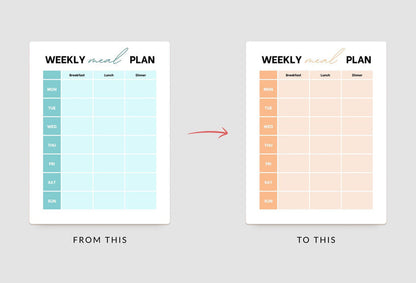 Ladystrategist Crystal Weekly Meal Planner Printable and Editable Canva Template instagram canva templates social media templates etsy free canva templates
