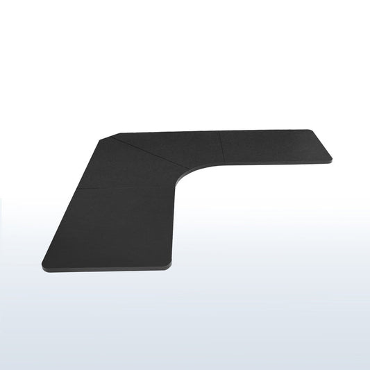L-shaped curved corner tabletop.