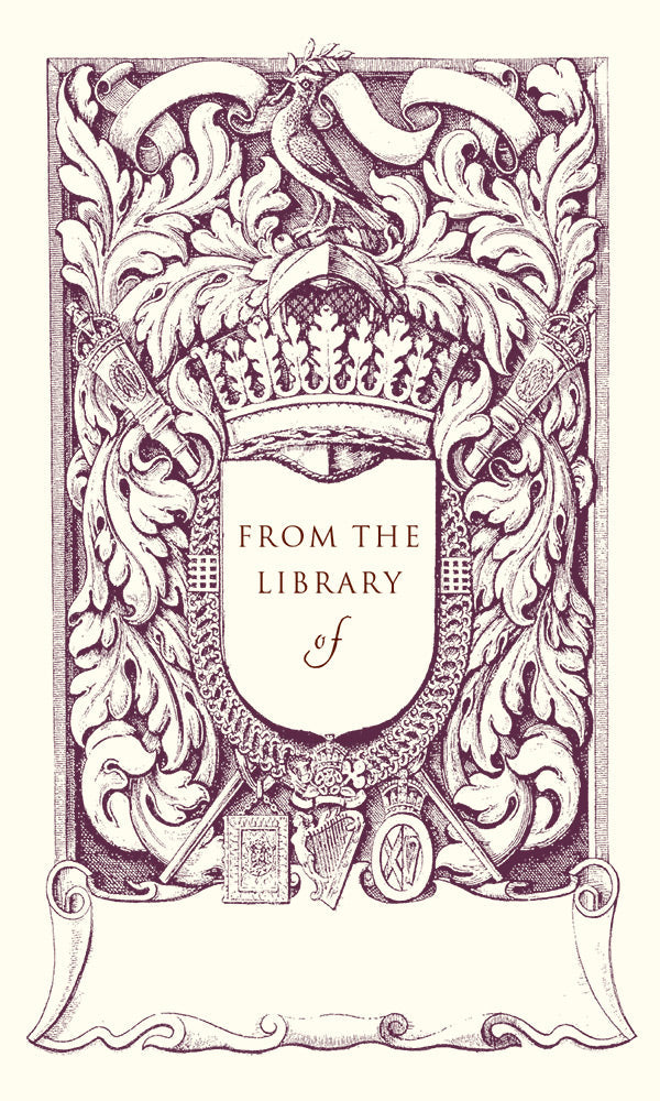 Customizable Ex Libris 'From the Library of' Shield Bookplate Stickers