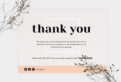 Ladystrategist Cynthia Printable Thank You Card Packaging Insert Note Canva Template instagram canva templates social media templates etsy free canva templates
