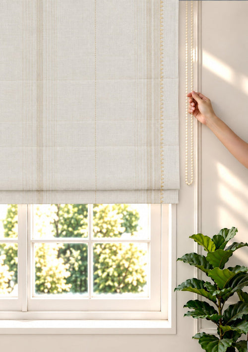 Daaram Gold & Beige Neutral Cotton Zari Blend Textured Blind For Livingroom / Bedroom | Light Reduction