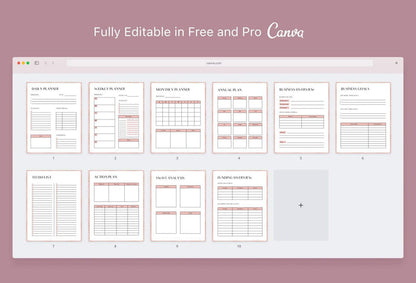 Ladystrategist Daily and Weekly Planners and Overview Printable + Editable Canva Planner Template instagram canva templates social media templates etsy free canva templates