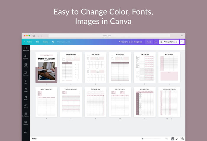 Ladystrategist Debt Trackers Canva Template instagram canva templates social media templates etsy free canva templates
