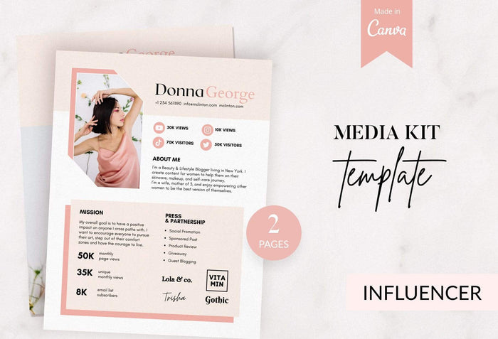 Ladystrategist Donna George Media Kit Canva Template for Influencers instagram canva templates social media templates etsy free canva templates