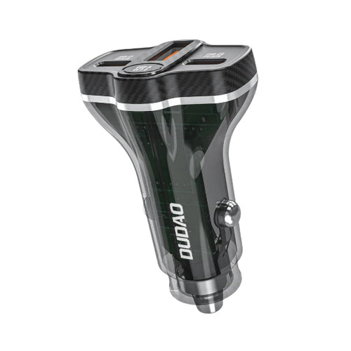Dudao R78 3-in-1 78W Car Charger – USB + Dual PD Fast Charging, Black