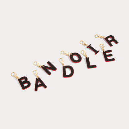 Dye Cut Initial Charm - Black/Classic Red/Gold