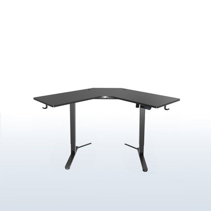 Heavy-duty electric height adjustable corner desk workstation for active sit or stand efficient workspace.