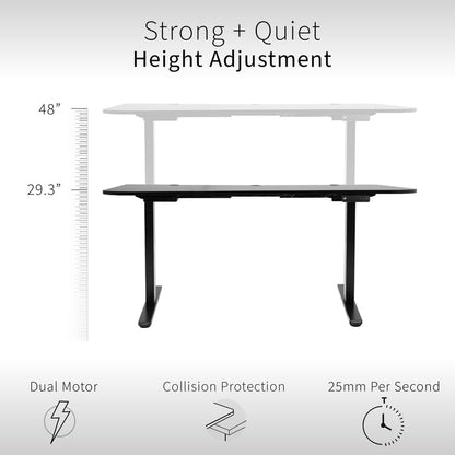Dual motors designed to swiftly adjust the height of the desktop with built-in collision detection.