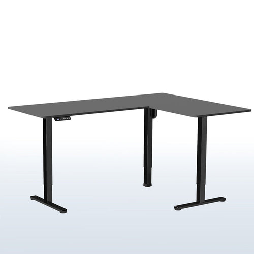 Electric heavy-duty corner desk workstation for modern office workspaces.