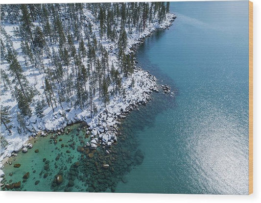 East Shore Winter Aerial By Brad Scott - Wood Print